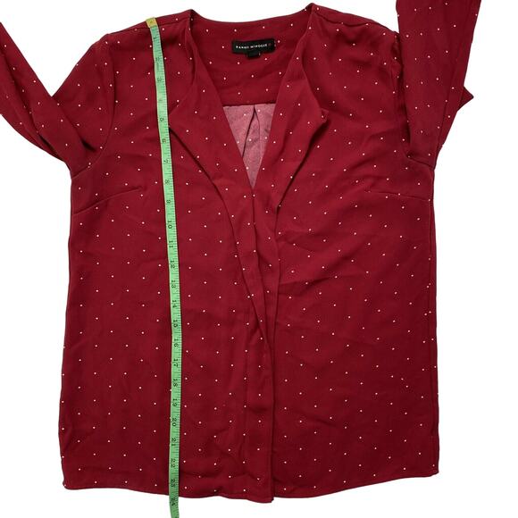 DANNI MINOGUE Red Polka Dot 3/4 Sleeve Blouse Size 2 Petite Pinup Stretch - Picture 8 of 11